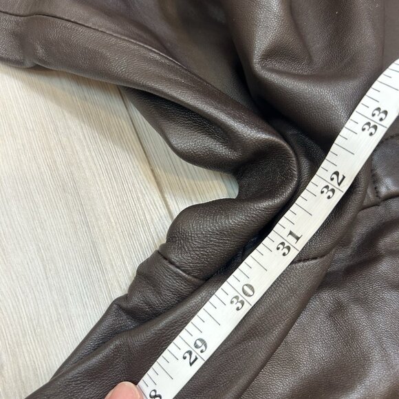 Etcetera Brown Leather Pants Trousers Womens Size 4 Lined - 30” Inseam - Picture 9 of 10